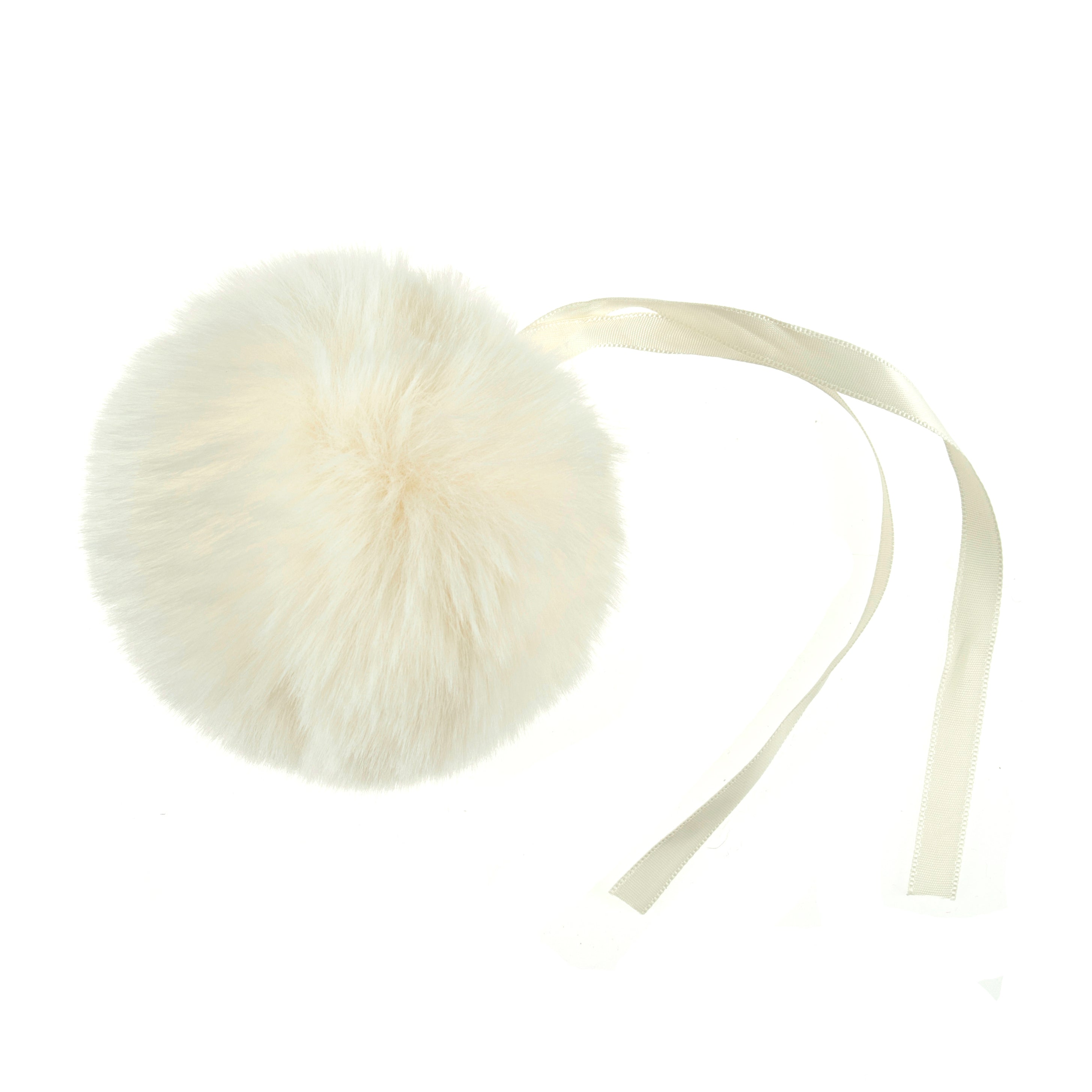 Pompon imitation fourrure 11 cm - Crème