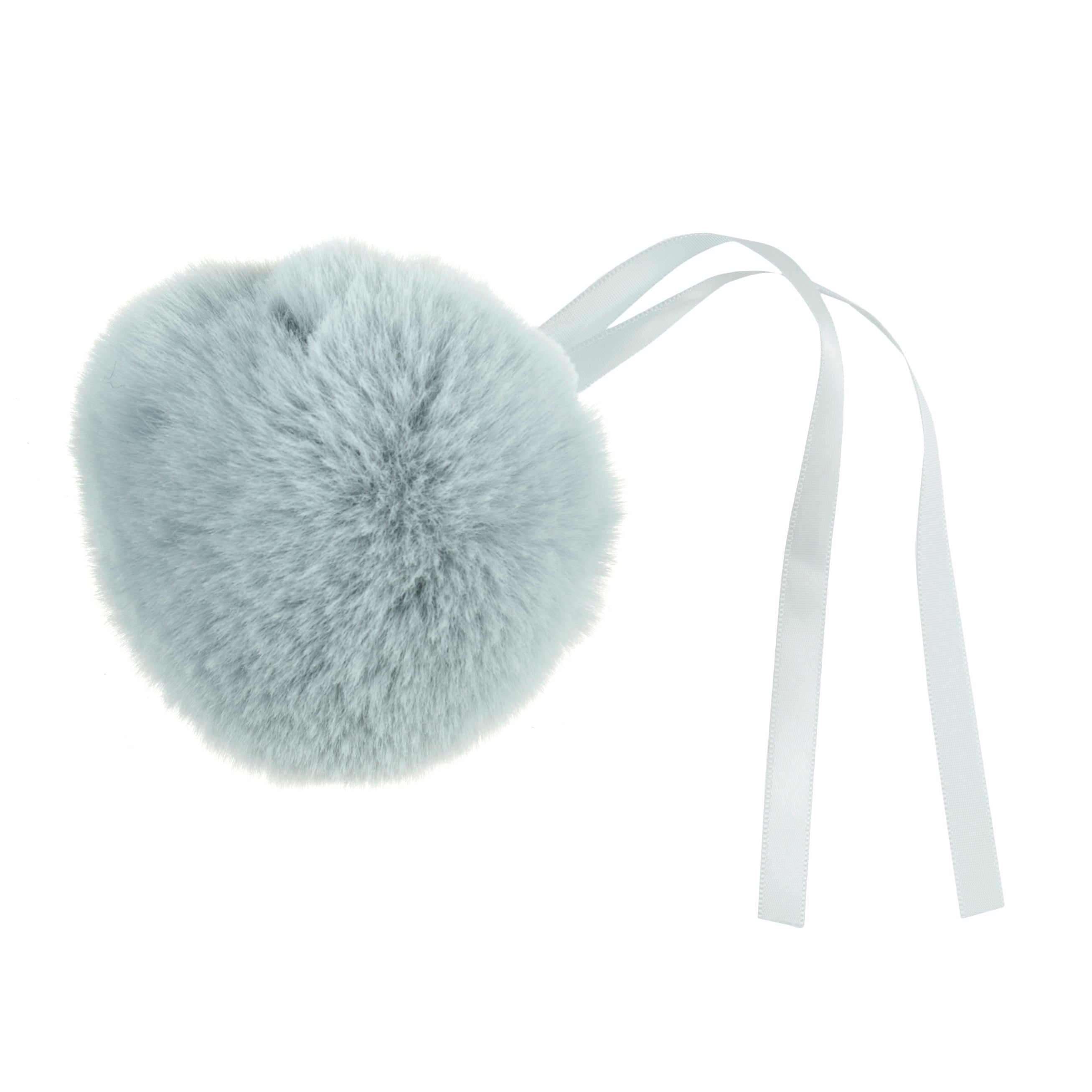 Pompon imitation fourrure 11 cm - Gris bleu