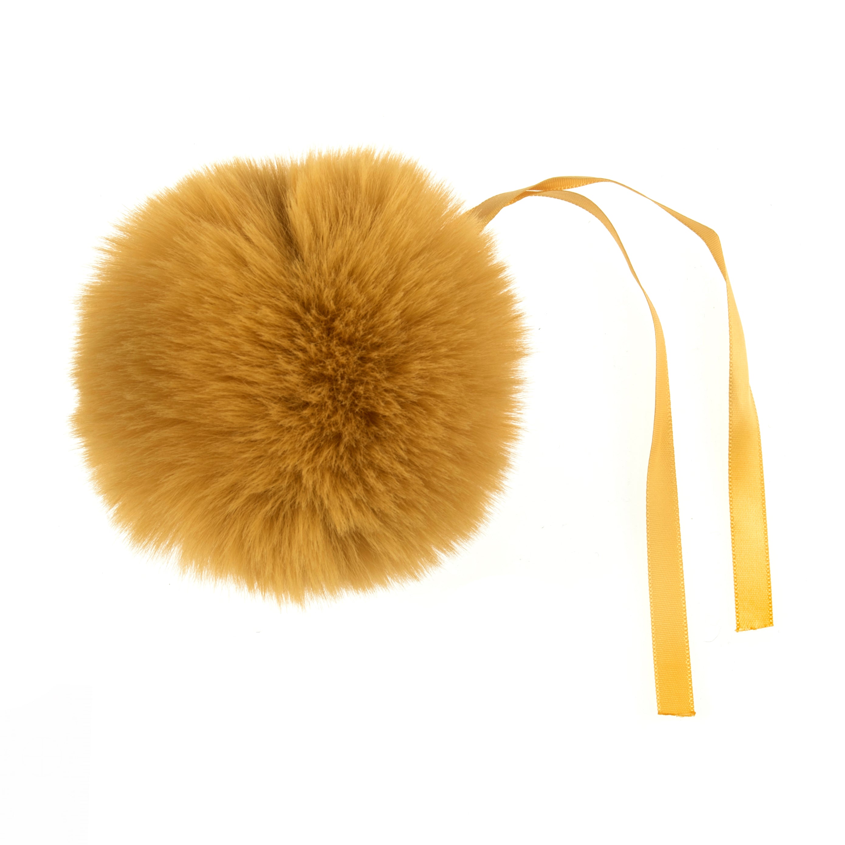 Pompon imitation fur 11 cm - mustard