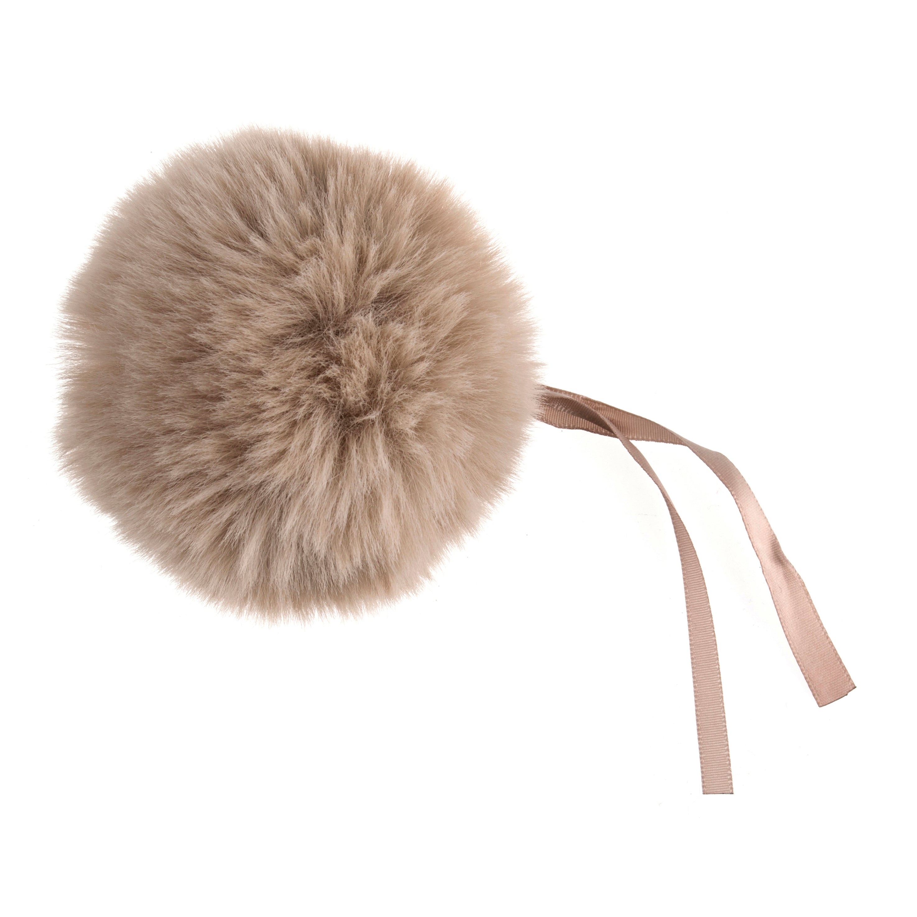 Pompon imitation fourrure 11 cm - Naturel