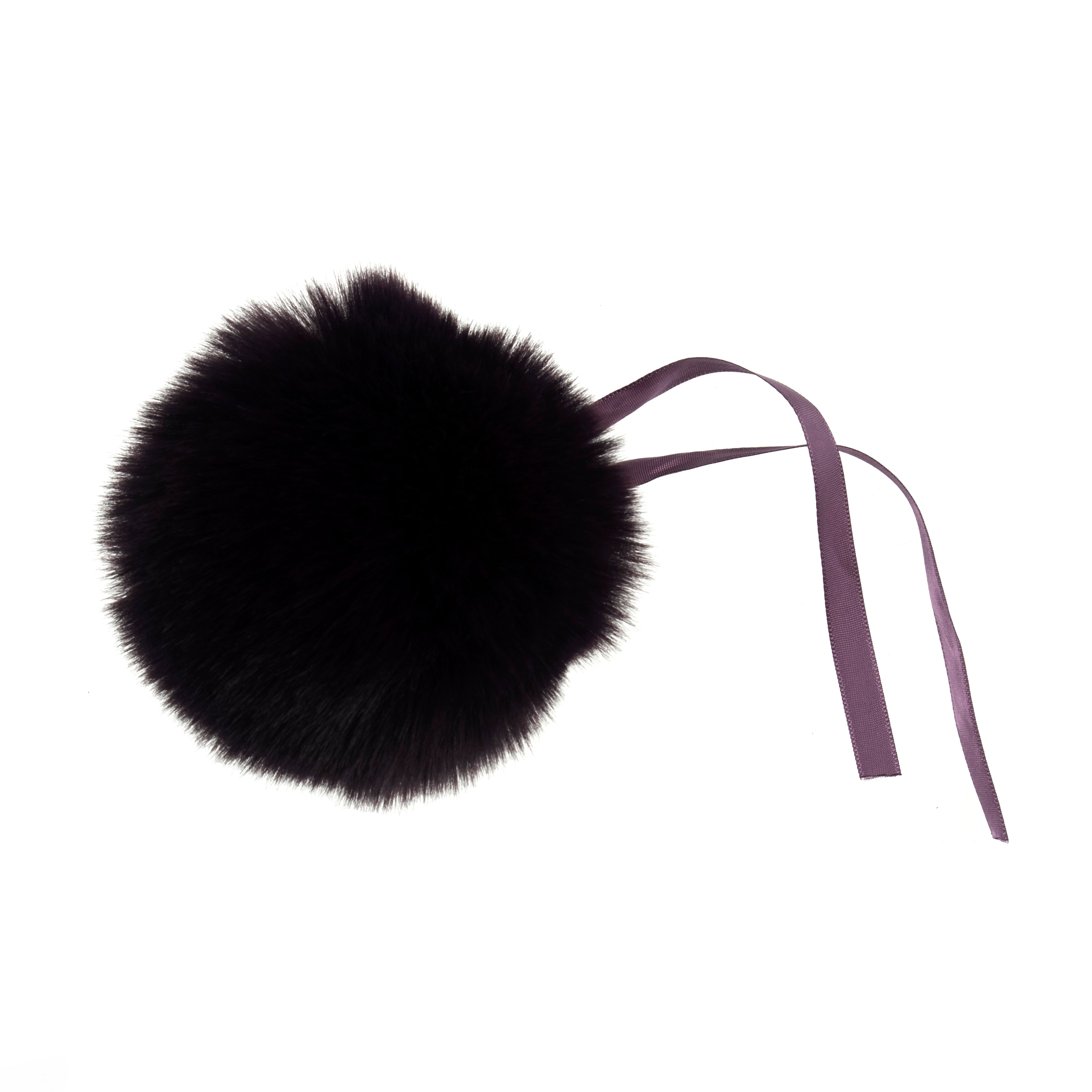 Pompon imitation fur 11 cm - Aubergine