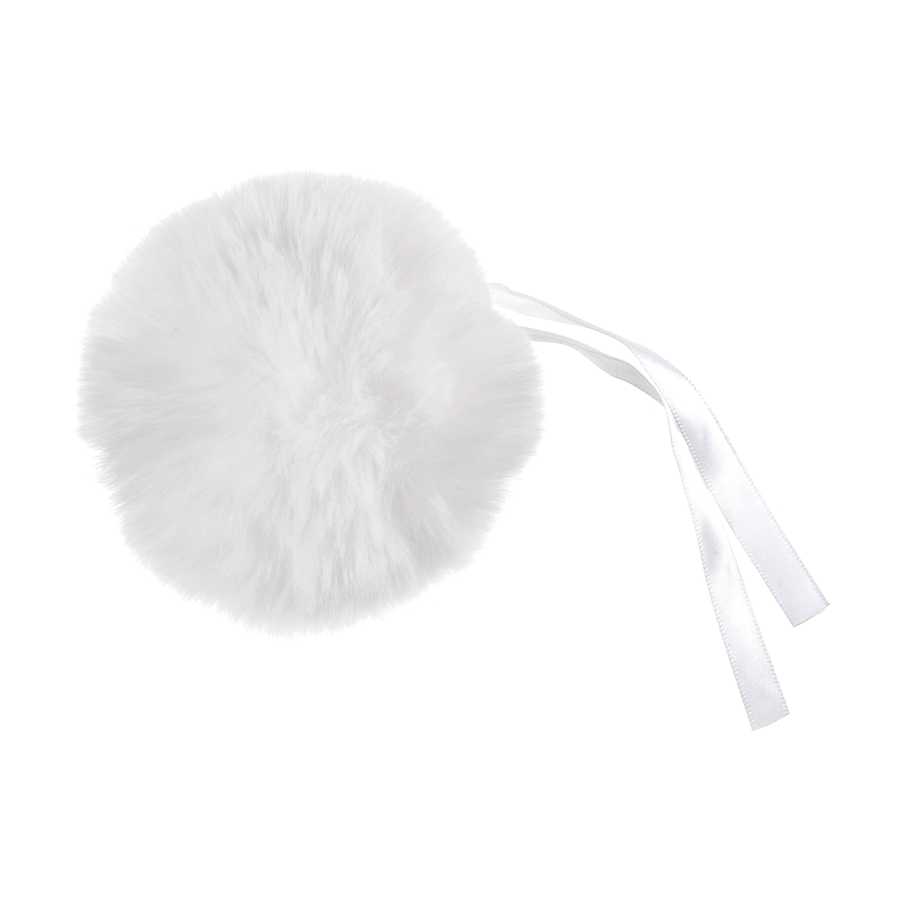 Pompon imitation fourrure 11 cm - Blanc