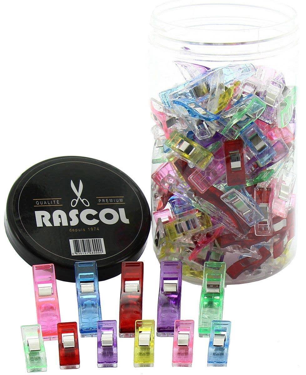 Bocal de 100 pinces à tissus multicolores Rascol