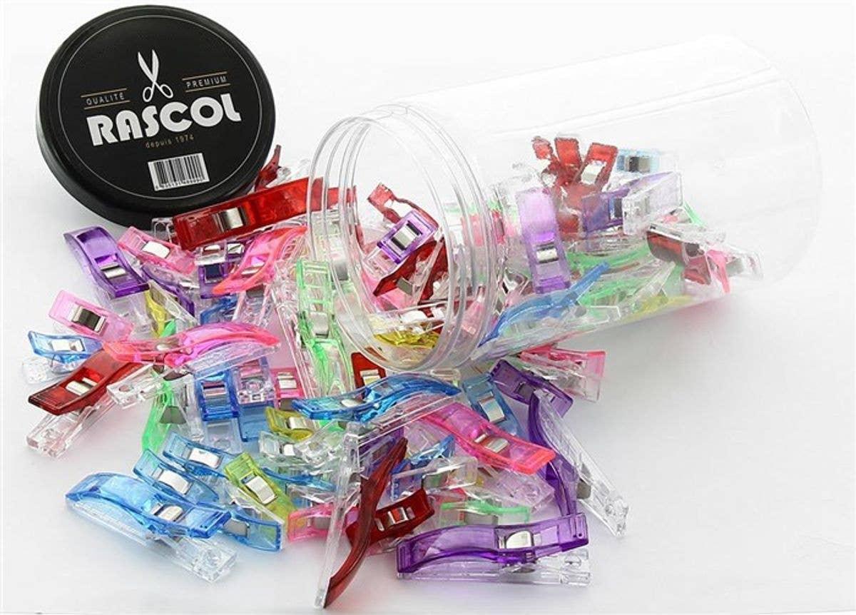 Bocal de 100 pinces à tissus multicolores Rascol