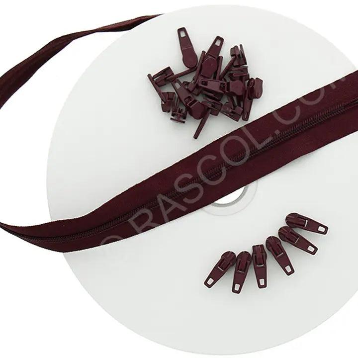 10 -Meter -Nylon - Bordeaux -Roller des Nylonverschlusses