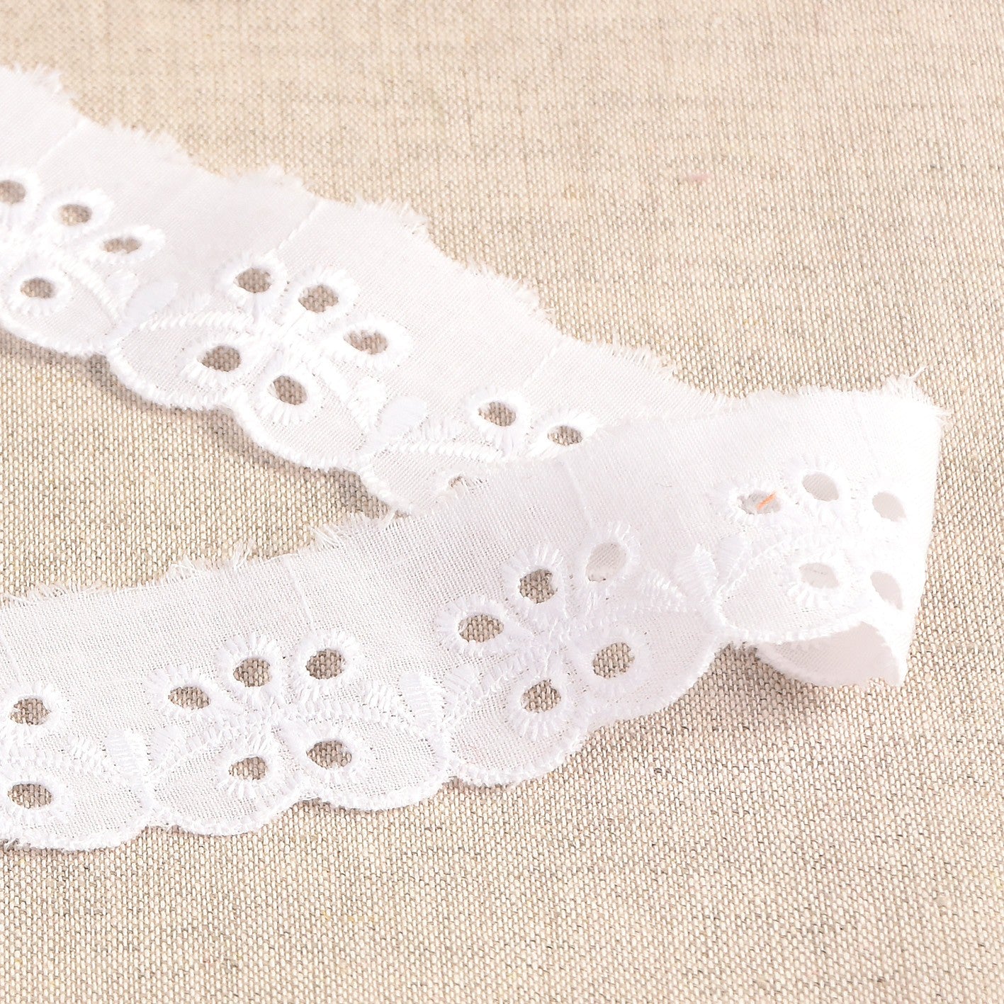 Broderie Anglaise fleurs festonnée Inaya - Blanc