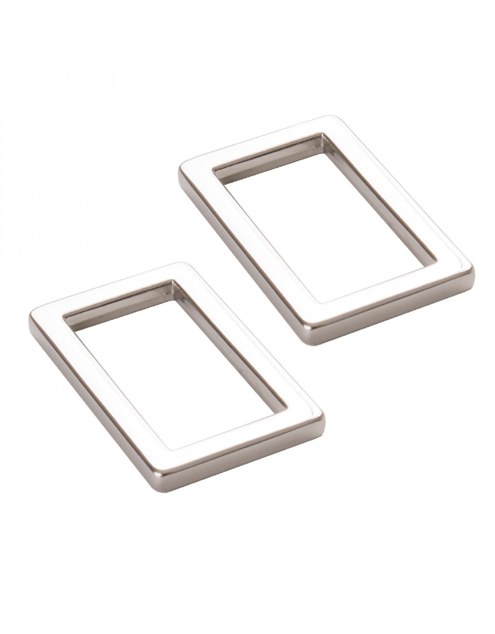 Set de 2 boucles rectangulaires 19 x 25 mm argent