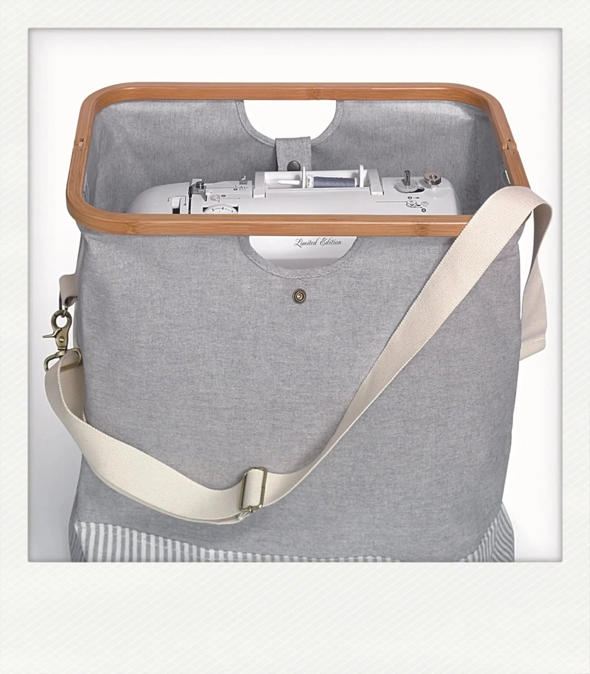 Sac canevas et bambou gris M