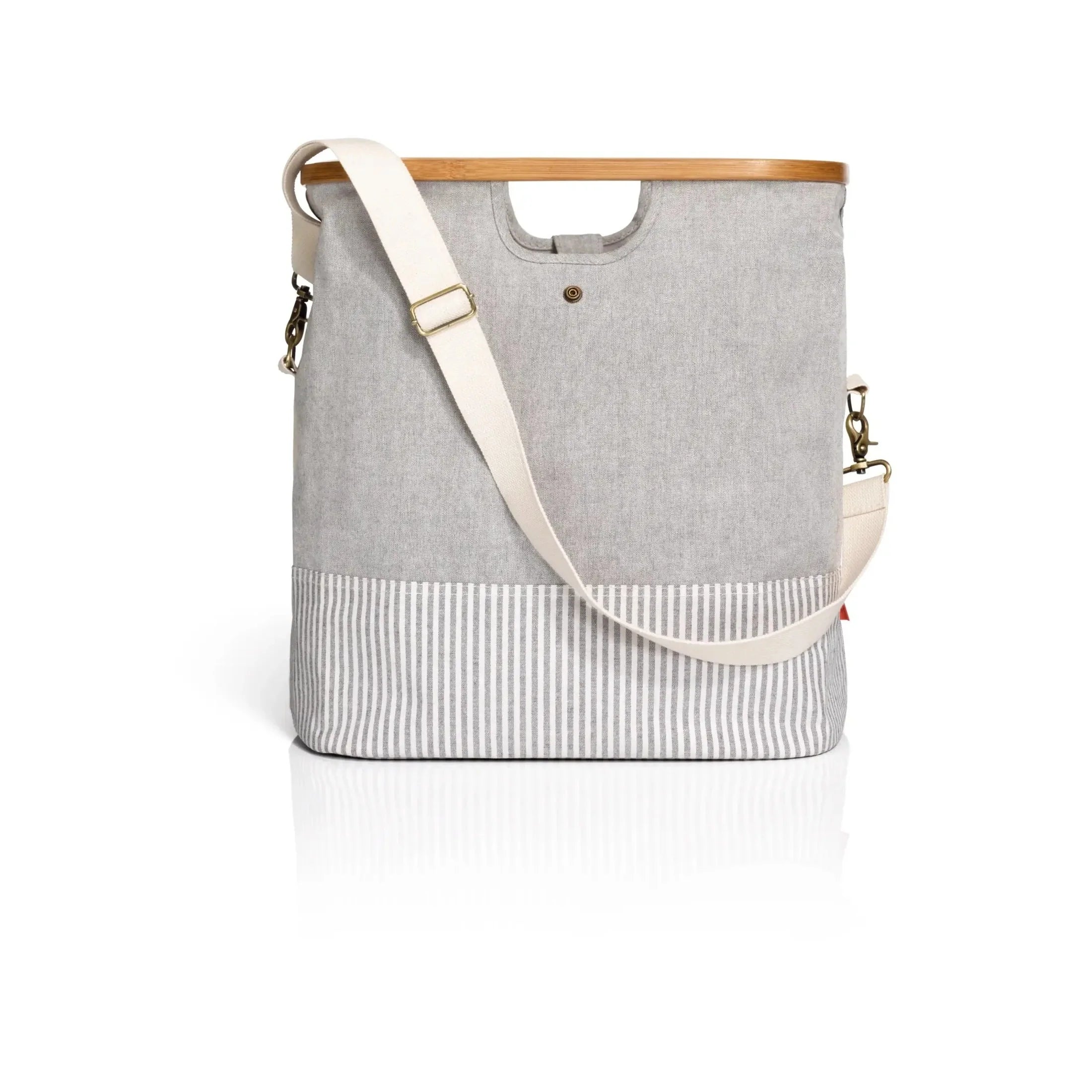 Sac canevas et bambou gris S