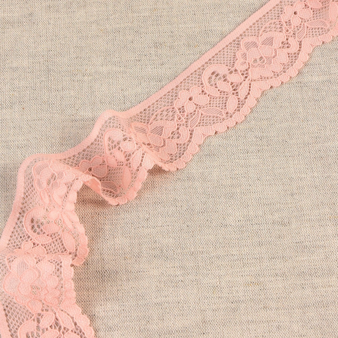 Dentelle élastique fleurie - Saumon