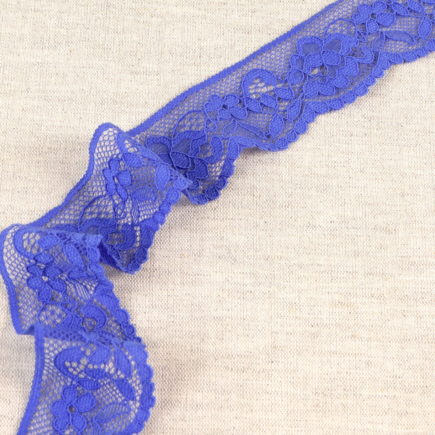 Dentelle élastique fleurie - Bleu violet