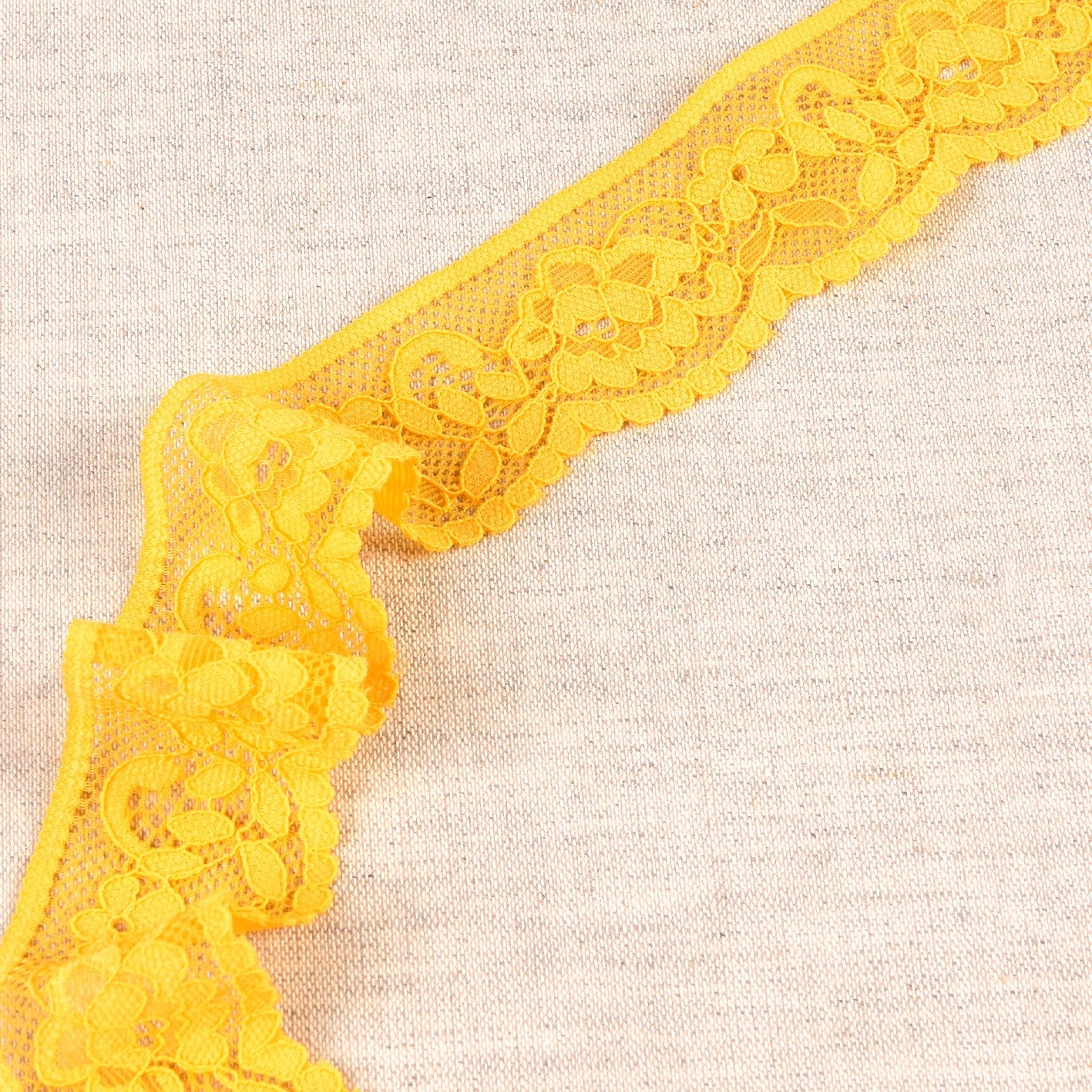 Dentelle élastique fleurie - Jaune