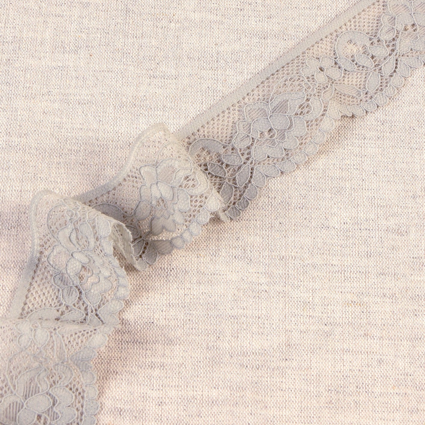 Dentelle élastique fleurie - Gris moyen