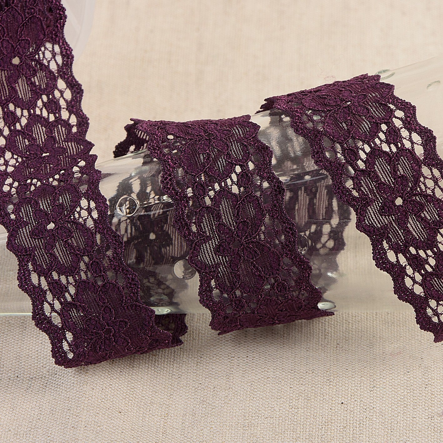 Dentelle élastique Hellébore - Violet