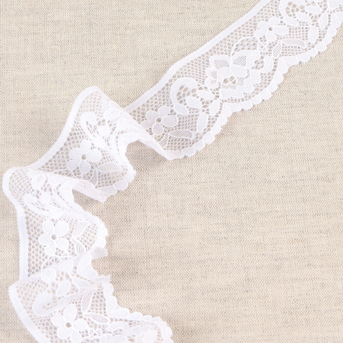 Dentelle élastique fleurie - Blanc