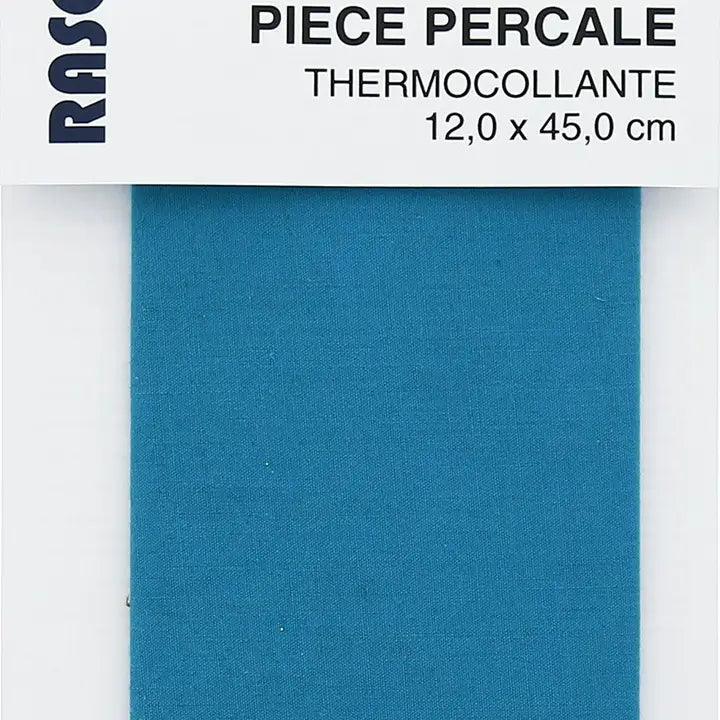 Thermocollant percale for repair - Turquoise blue