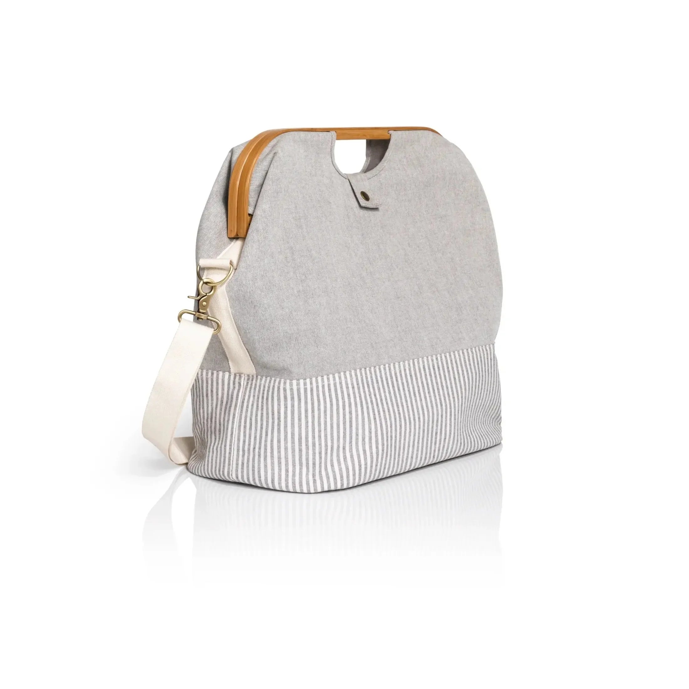 Sac canevas et bambou gris S