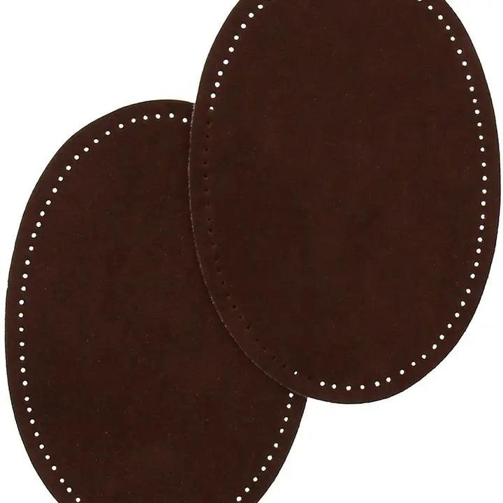 Paire coudes et genoux thermocollants - Imitation daim marron foncé