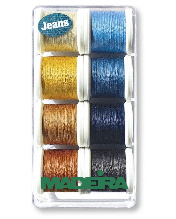 Box of 8 coils of special threads Jeans Aerofil 35 Madeira