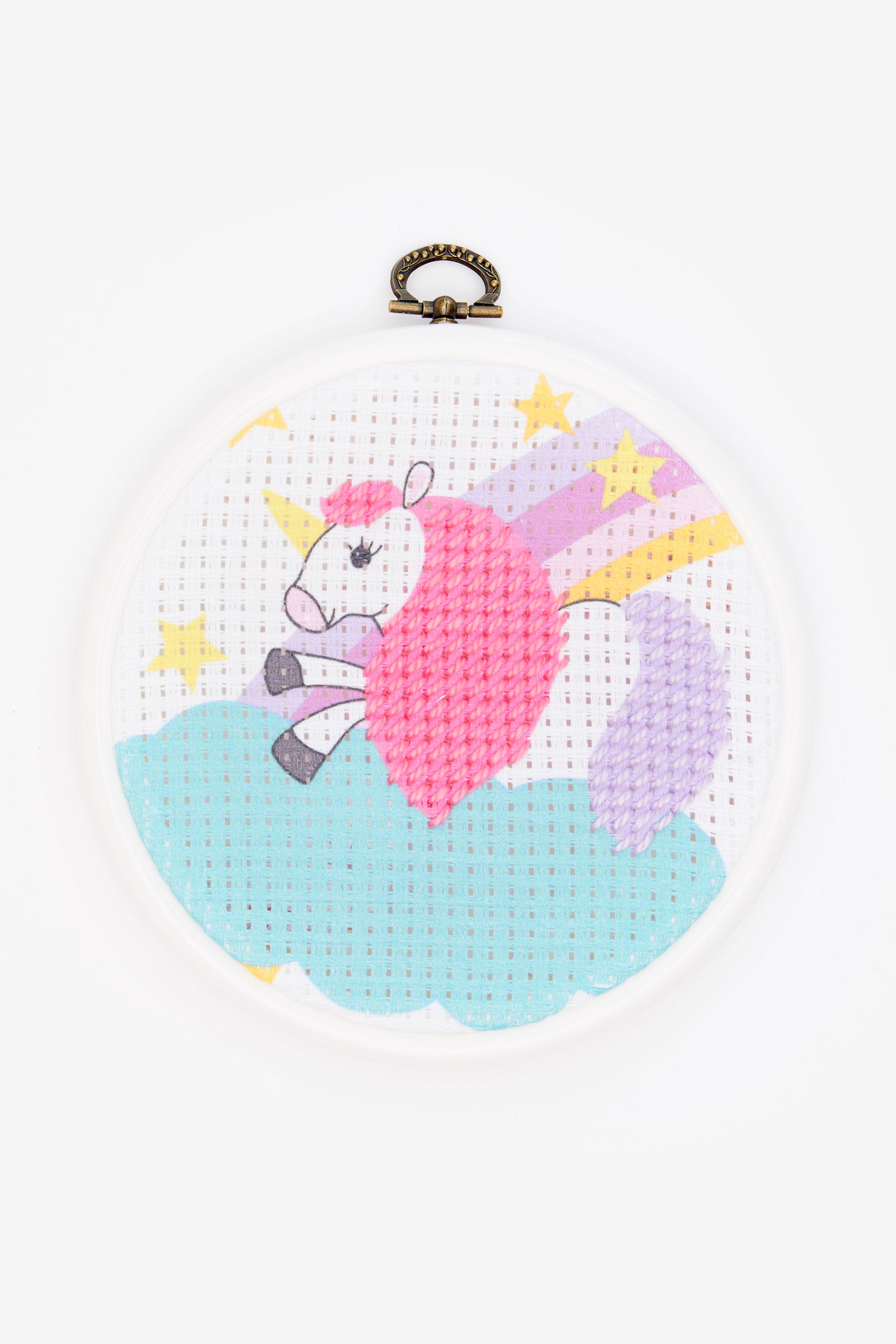 Kit canevas enfant avec tambour DMC - La licorne