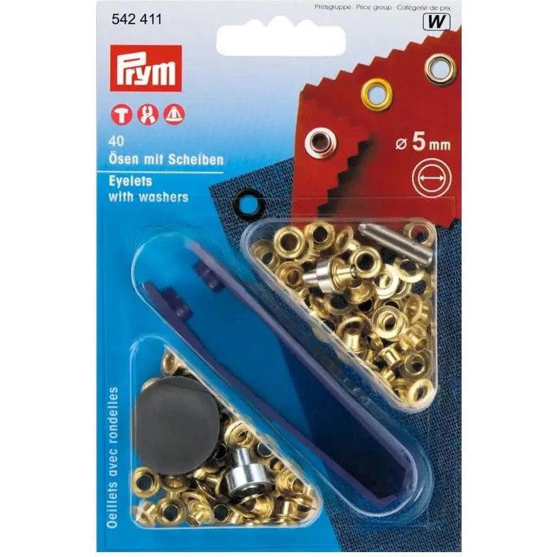 Box 40 eyelets 5 mm with installation tool - gold