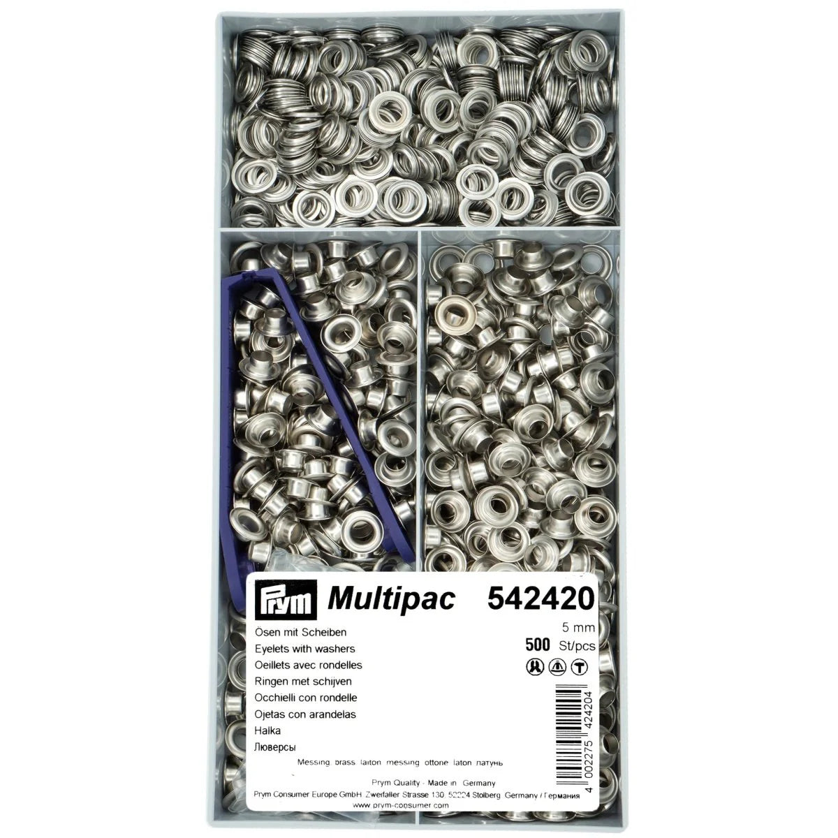 Multipac de 500 oeillets avec rondelles 5 mm - Argent